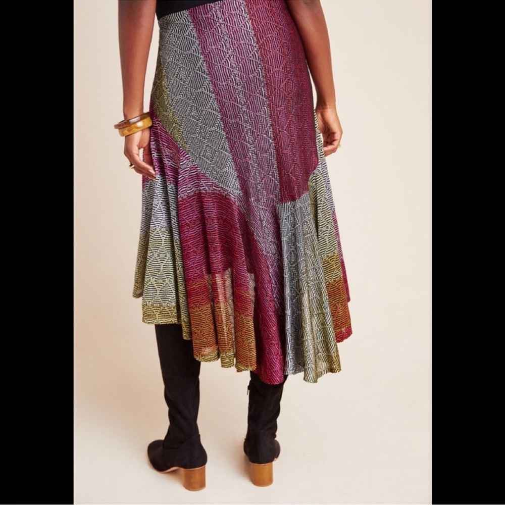 Anthropologie Cecilia Prado Sweater High Low Abstract Multicolor Printed Skirt - Picture 5 of 11